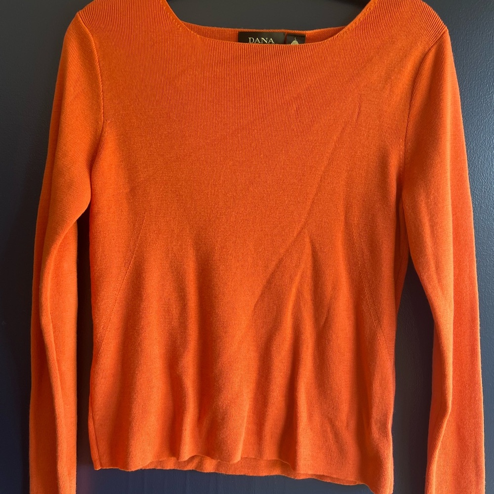 Dana Buchman Vibrant Orange Wool Knit Top
